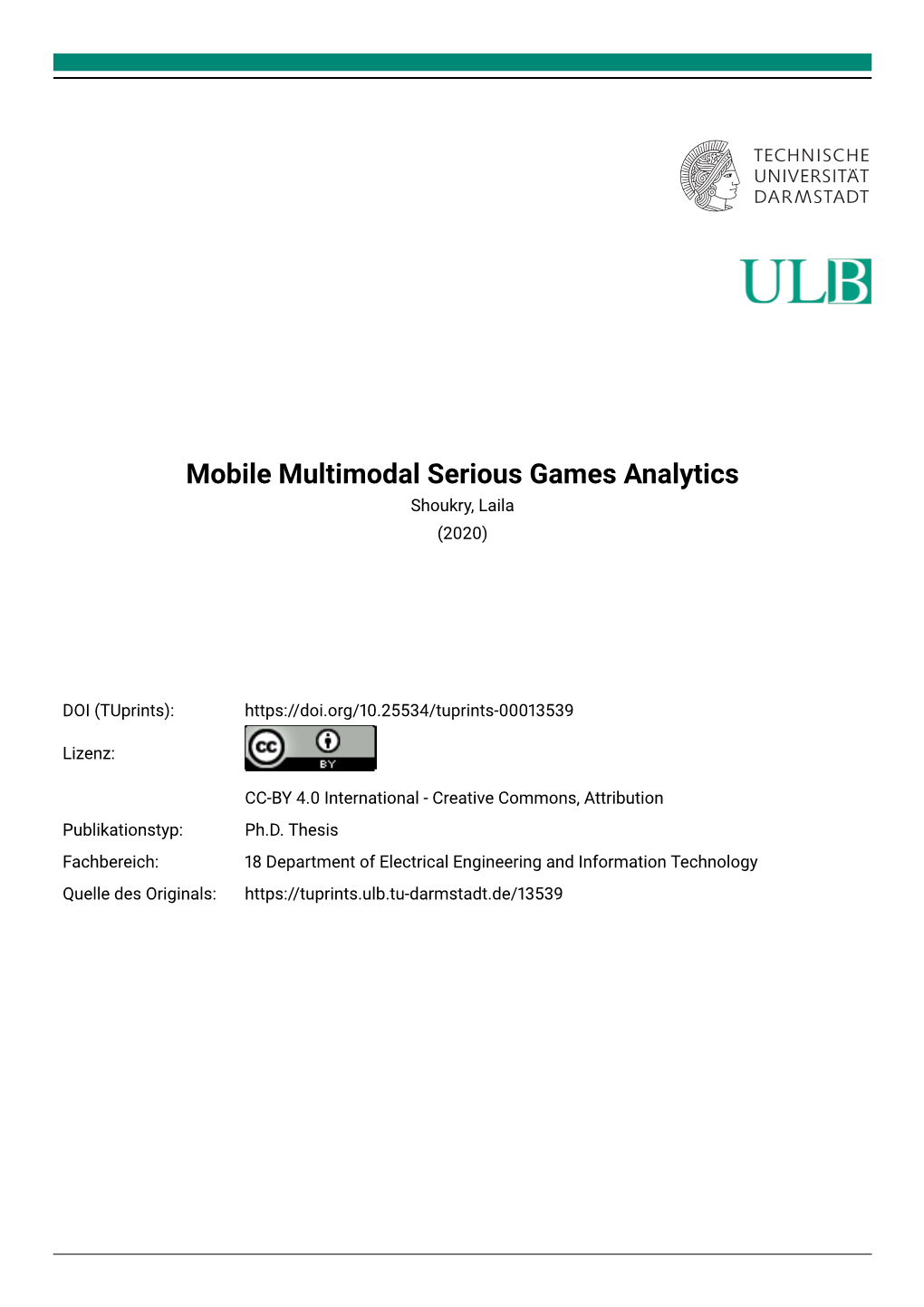 Mobile Multimodal Serious Games Analytics Shoukry, Laila (2020)