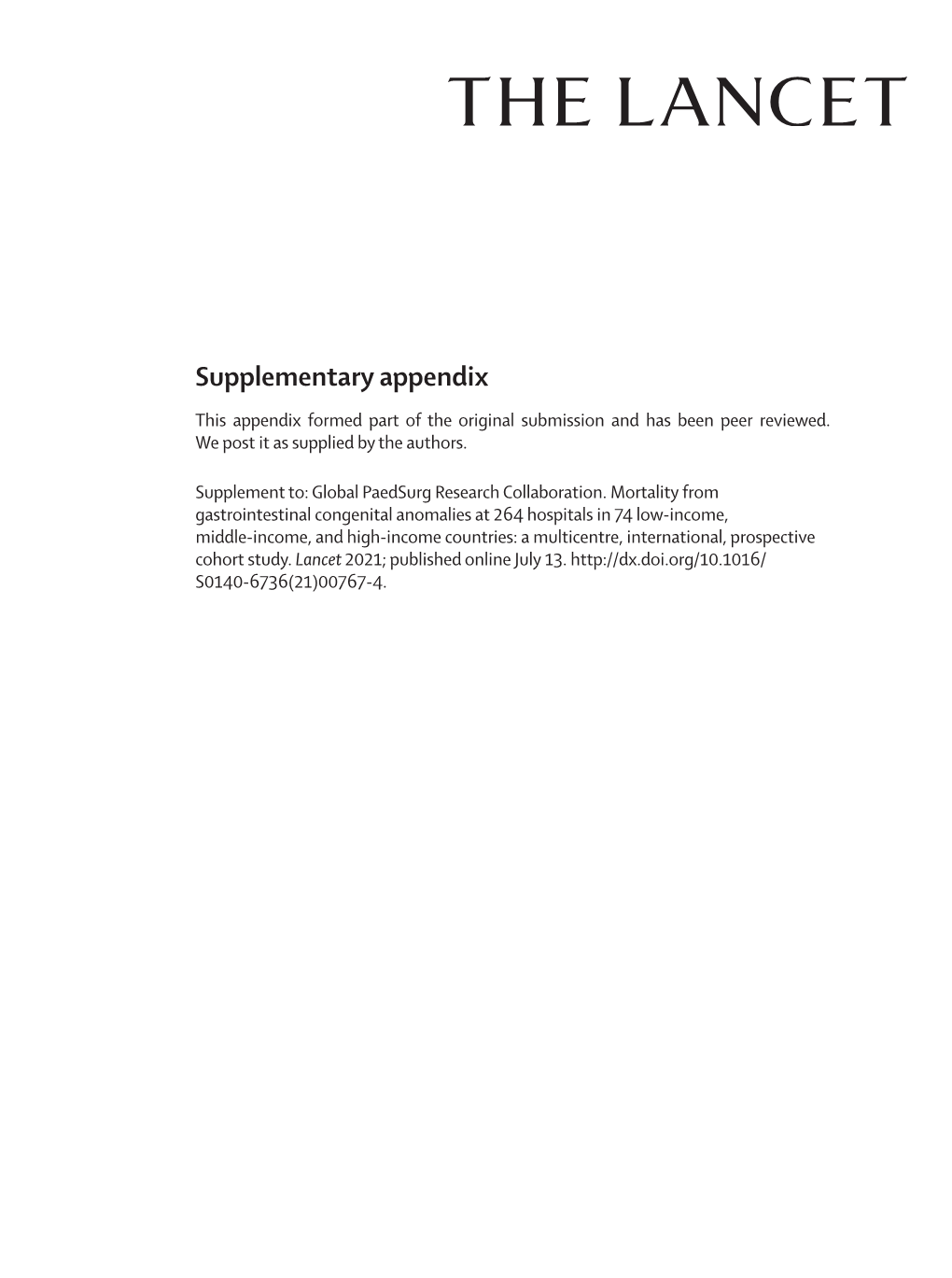 Supplementary Appendix This Appendix Formed Part of the Original Submission and Has Been Peer Reviewed