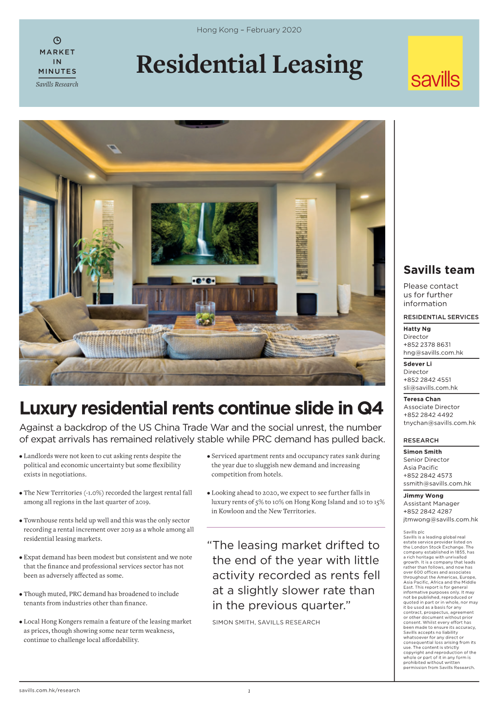 Residential Leasing Savills Research