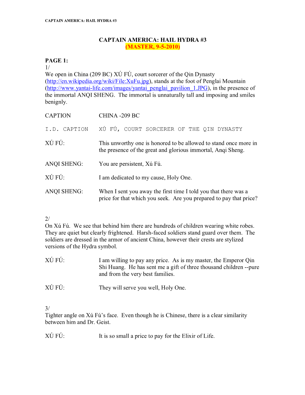 Comic Book Script Sample