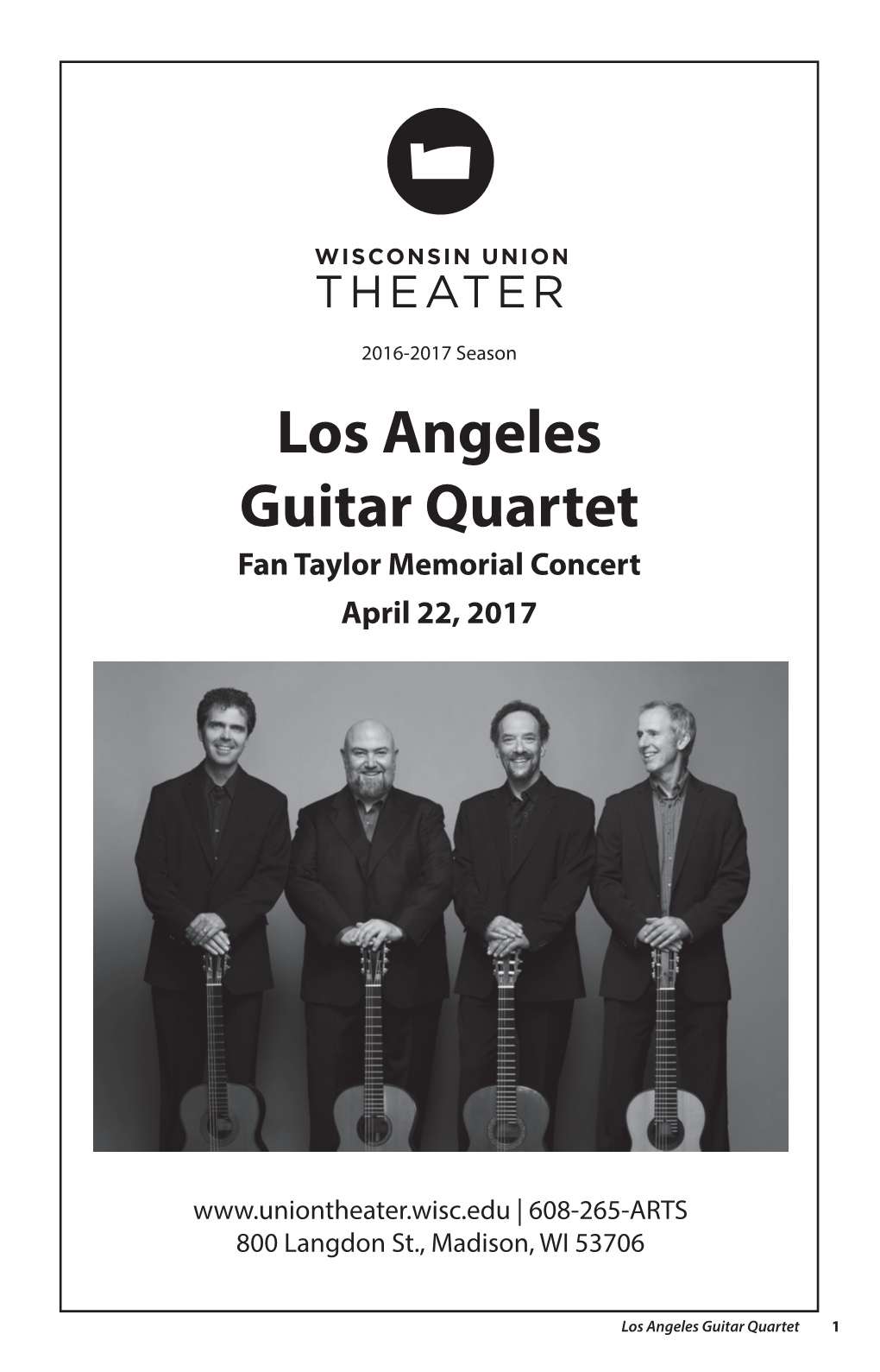 Los Angeles Guitar Quartet Fan Taylor Memorial Concert April 22, 2017
