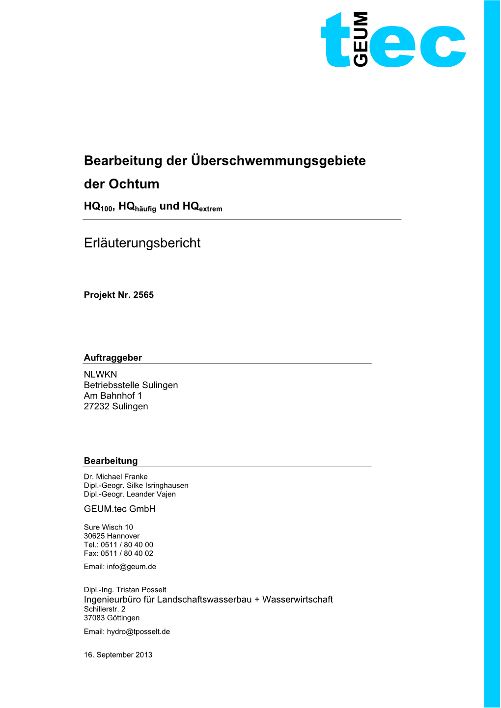 Bearbeitung Der Überschwemmungsgebiete Der Ochtum