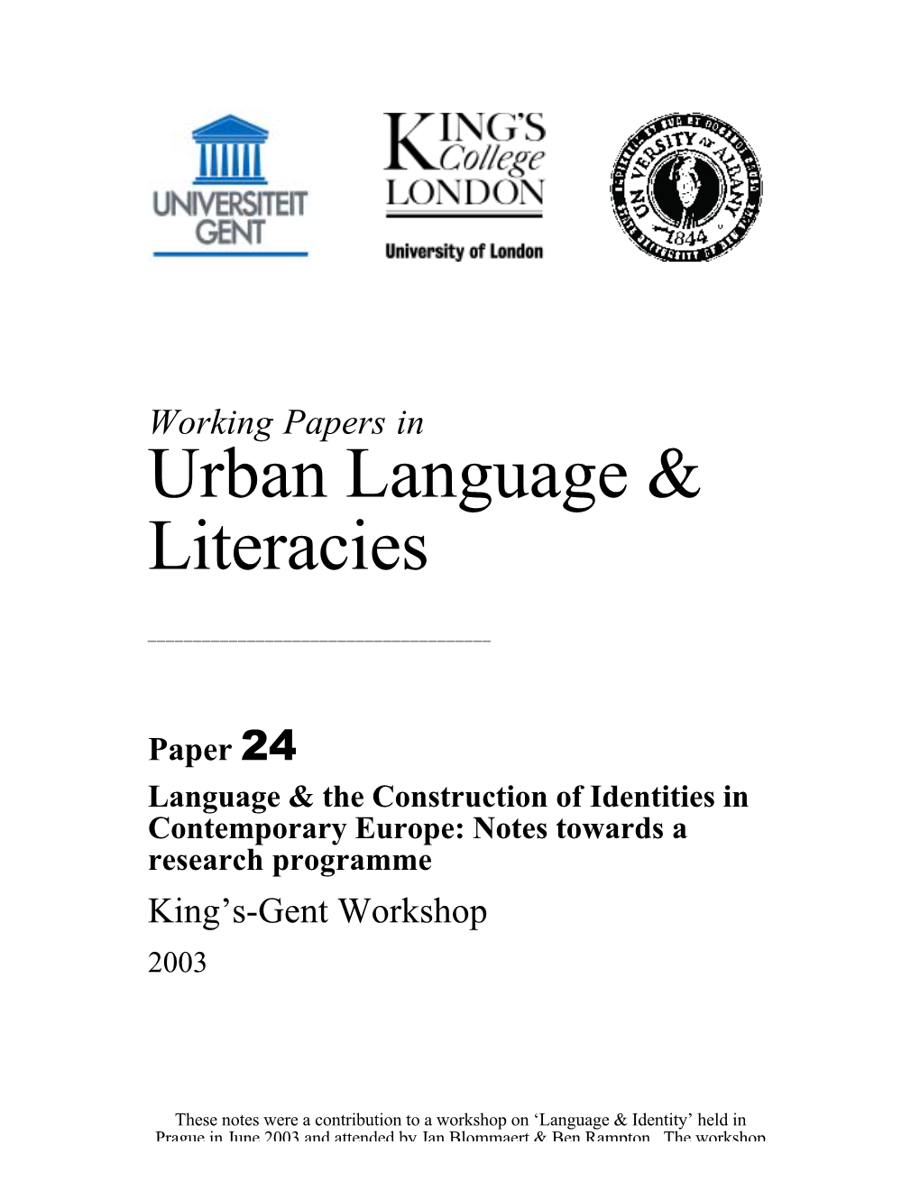 Urban Language & Literacies