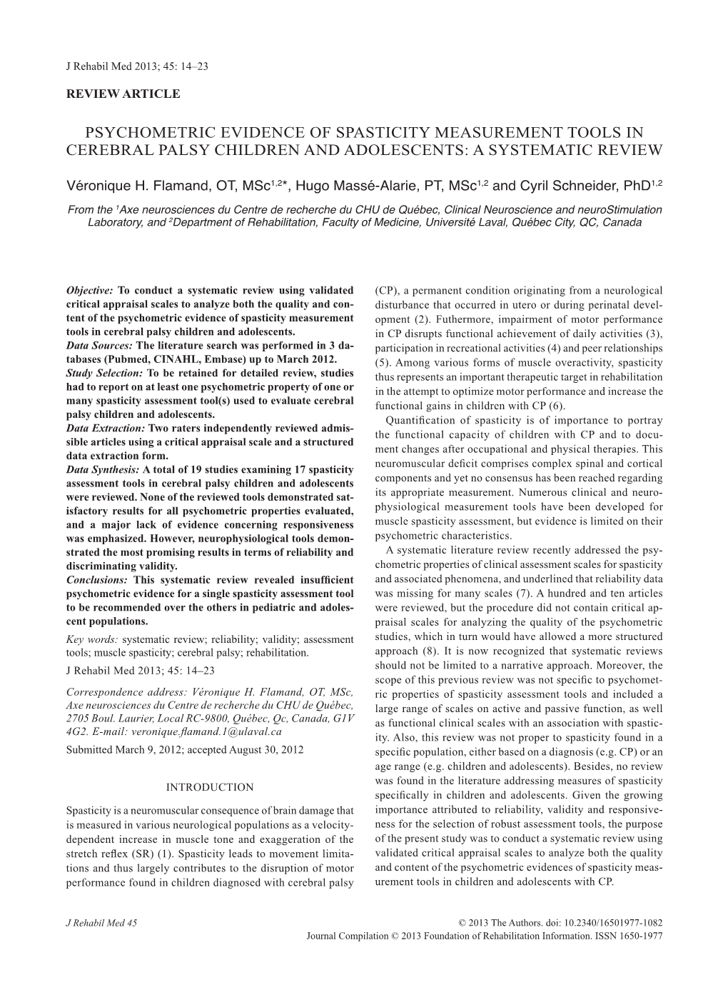 Psychometric Evidence of Spasticity Measurement Tools in Cerebral Palsy Children and Adolescents: a Systematic Review