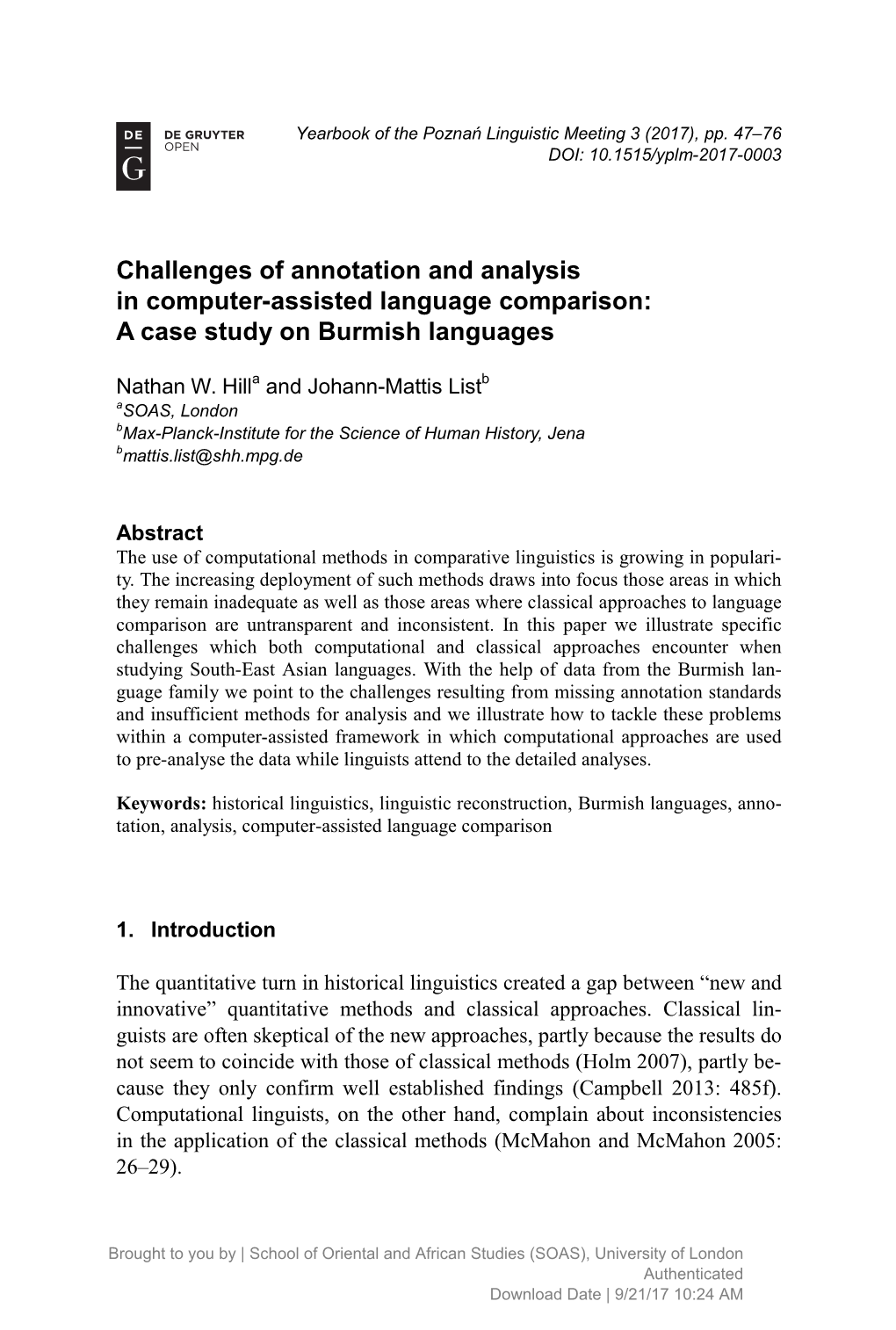 Challenges of Annotation and Analysis in Computer-Assisted Language Comparison: a Case Study on Burmish Languages