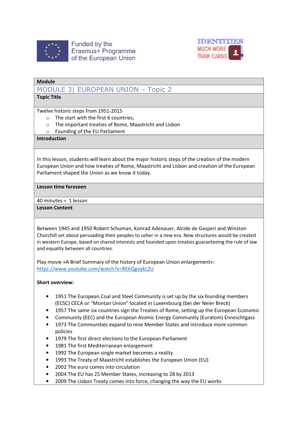 MODULE 3| EUROPEAN UNION – Topic 2 Topic Title