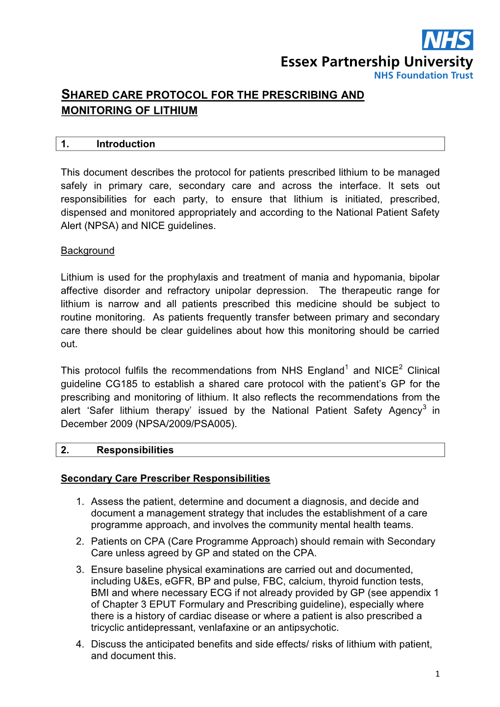 Lithium CC Guidelines