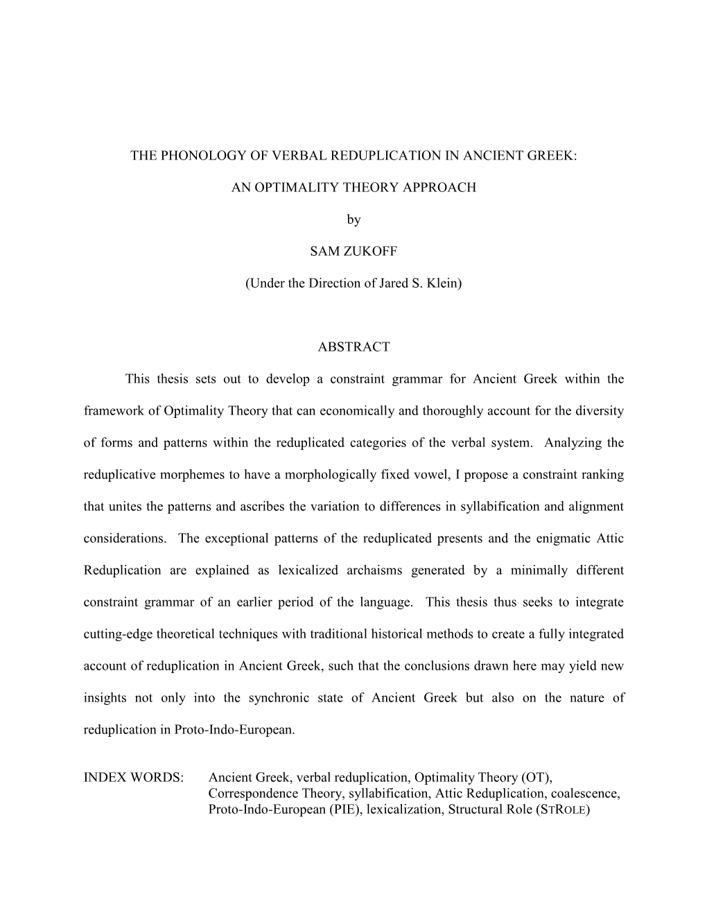 The Phonology of Verbal Reduplication in Ancient Greek