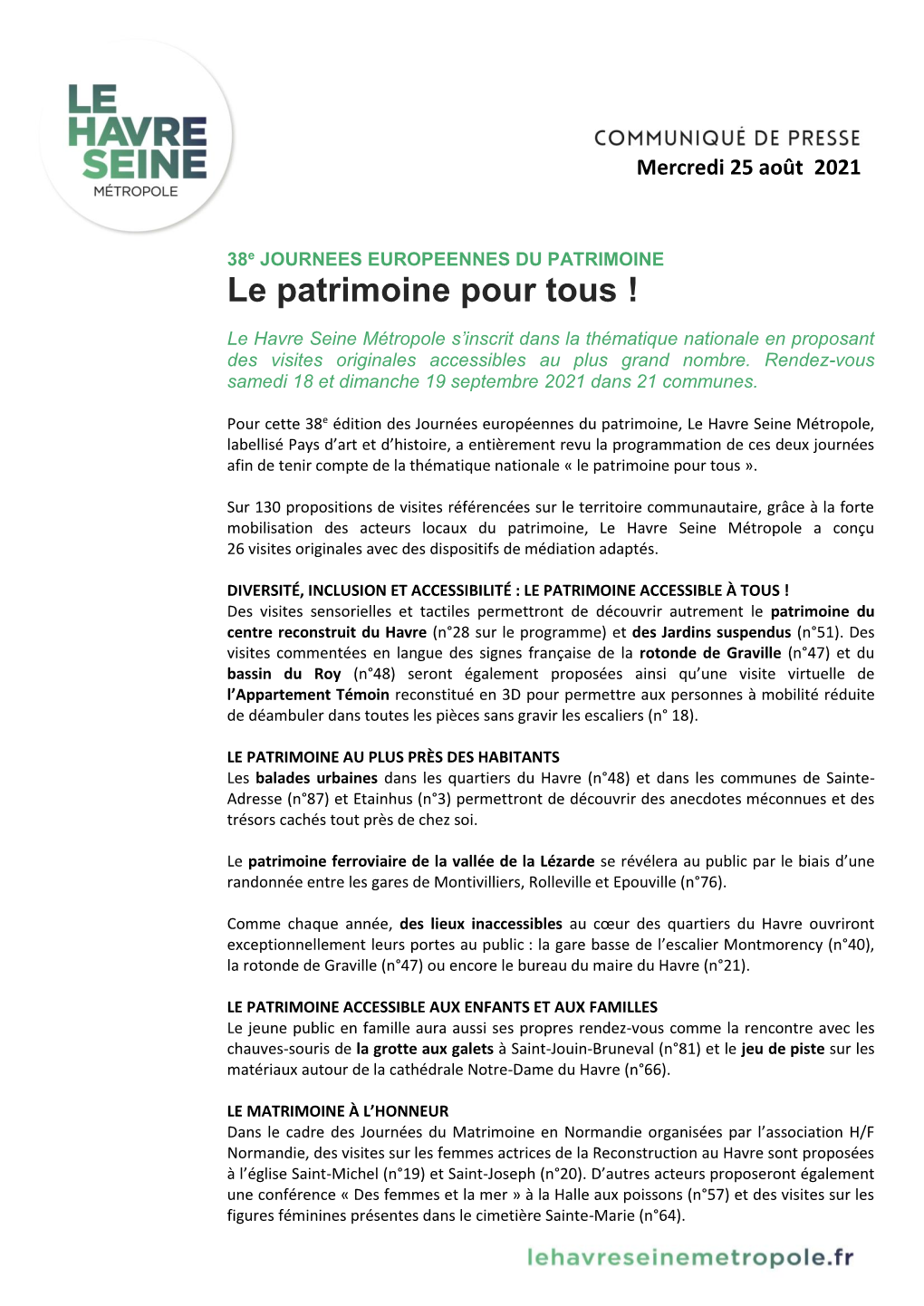 Le Patrimoine Pour Tous !