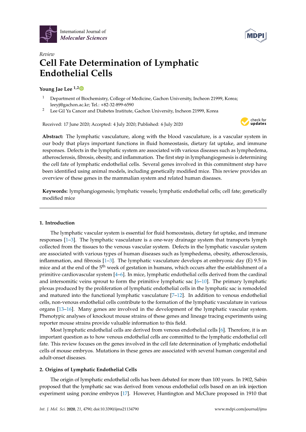 Cell Fate Determination of Lymphatic Endothelial Cells