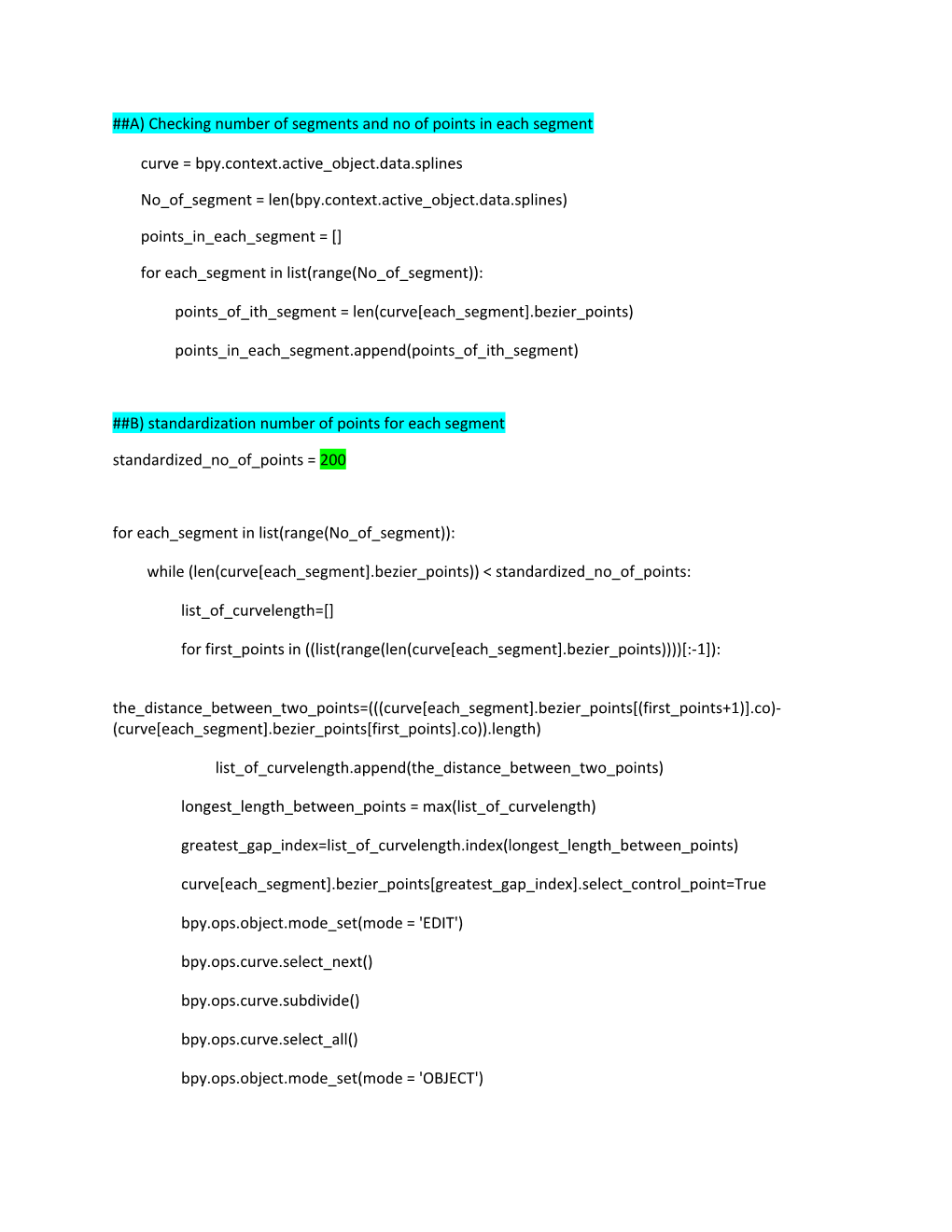 A) Checking Number of Segments and No of Points in Each Segment