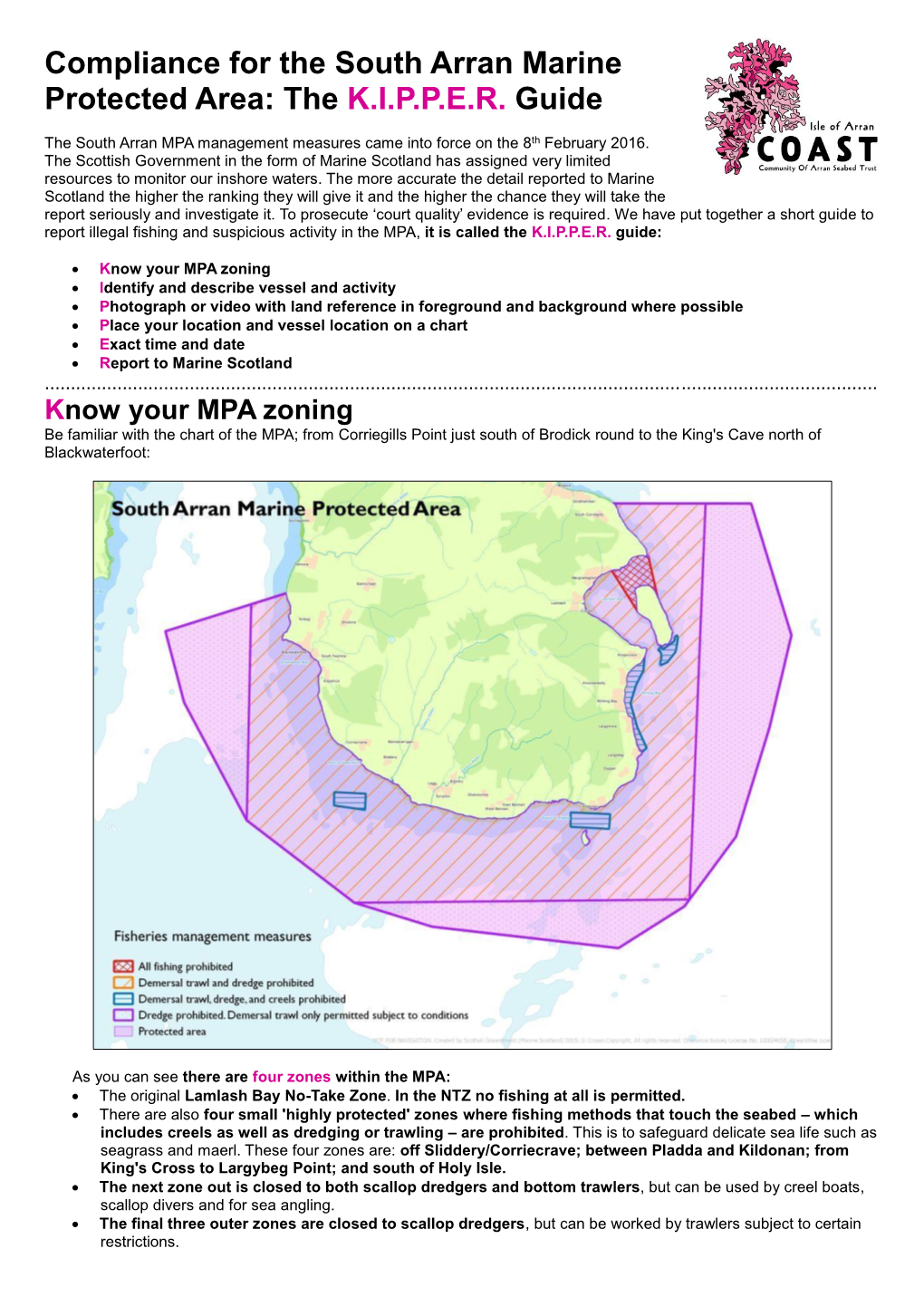 Compliance for the South Arran Marine Protected Area: the K.I.P.P.E.R