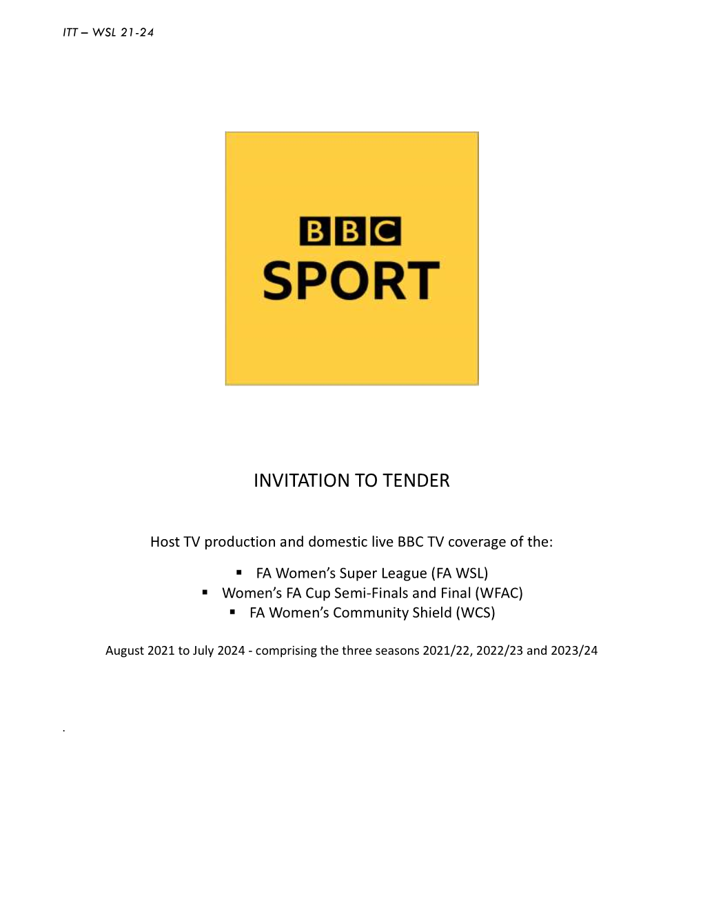 BBC Sport Invitation to Tender