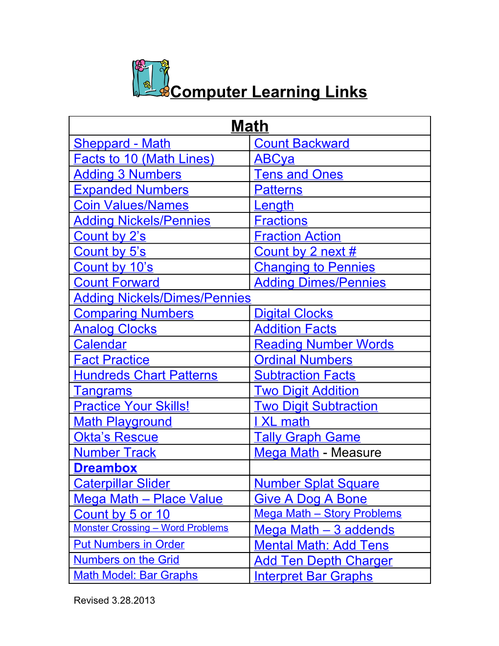 Computer Learning Links