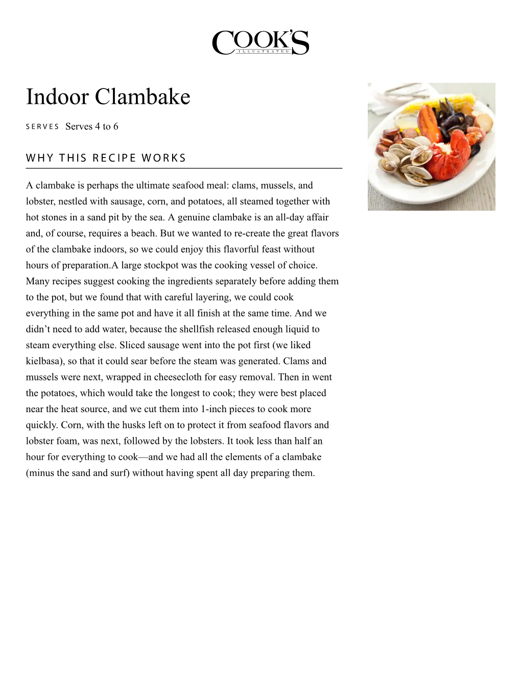 Indoor Clambake