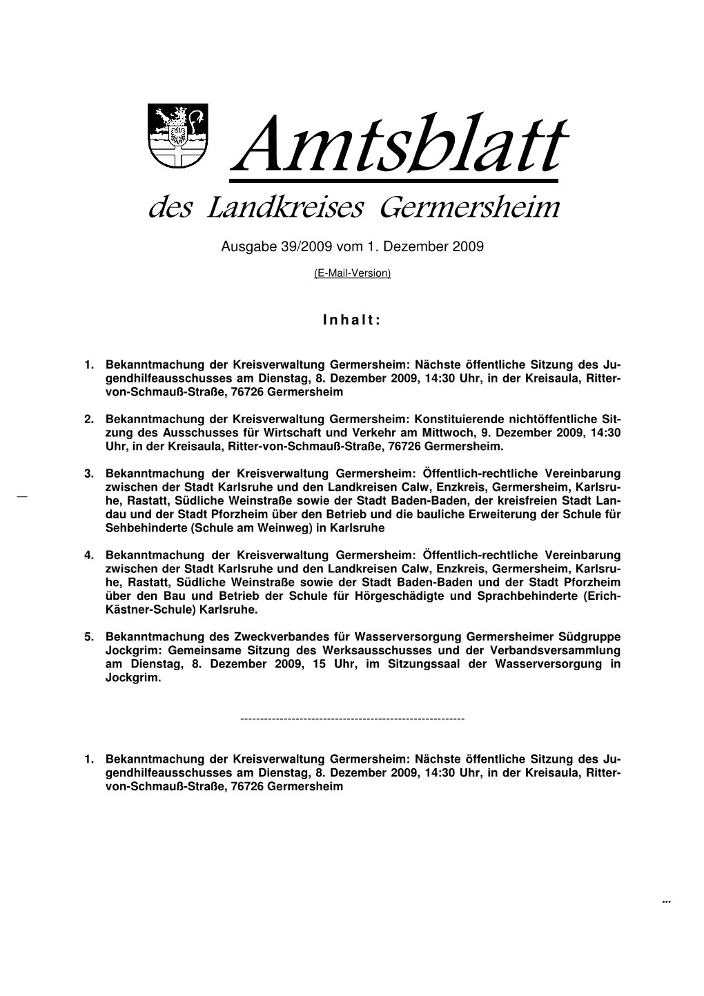 Amtsblatt Des Landkreises Germersheim