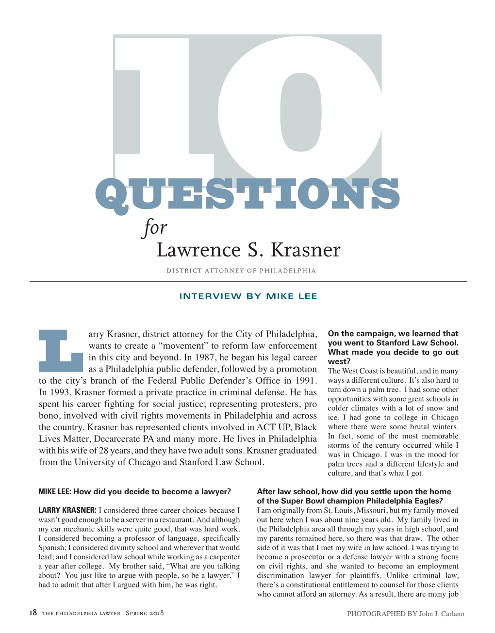 10 Questions for Larry Krasner