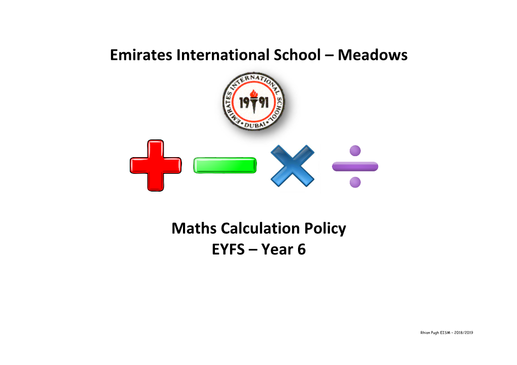 Meadows Maths Calculation Policy EYFS