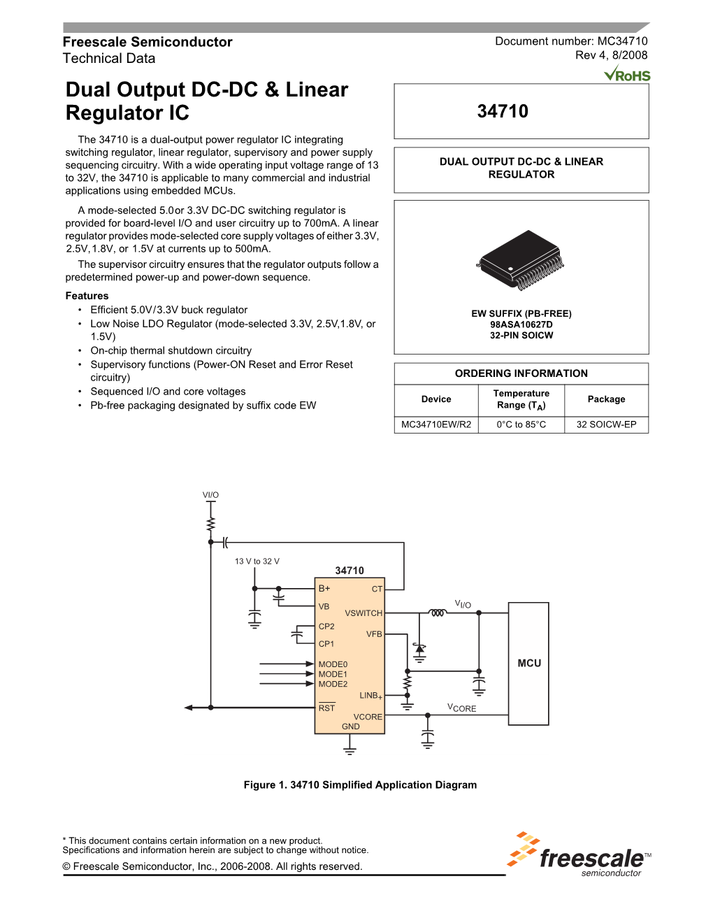 MC34710, Dual Output DC-DC & Linear Regulator IC