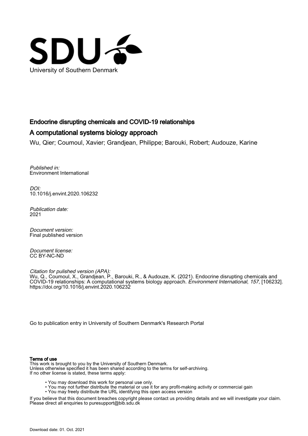 Endocrine Disrupting Chemicals and COVID-19 Relationships