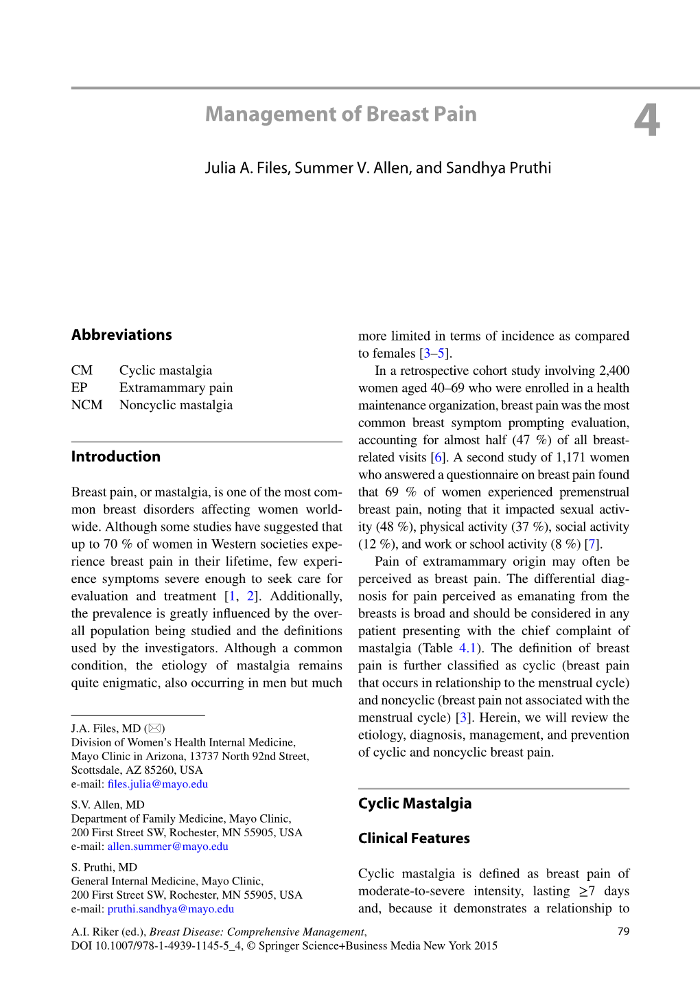 Management of Breast Pain 4 Julia A