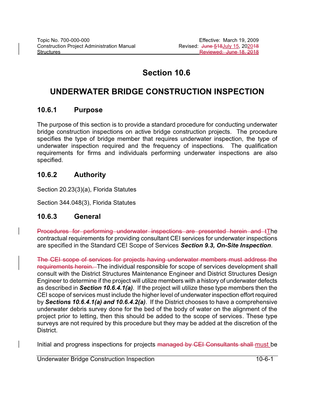 Section 10.6 UNDERWATER BRIDGE CONSTRUCTION