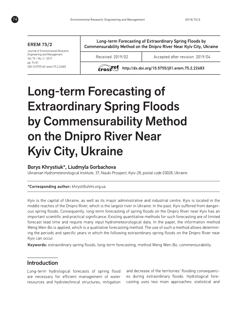 Long-Term Forecasting of Extraordinary Spring Floods By