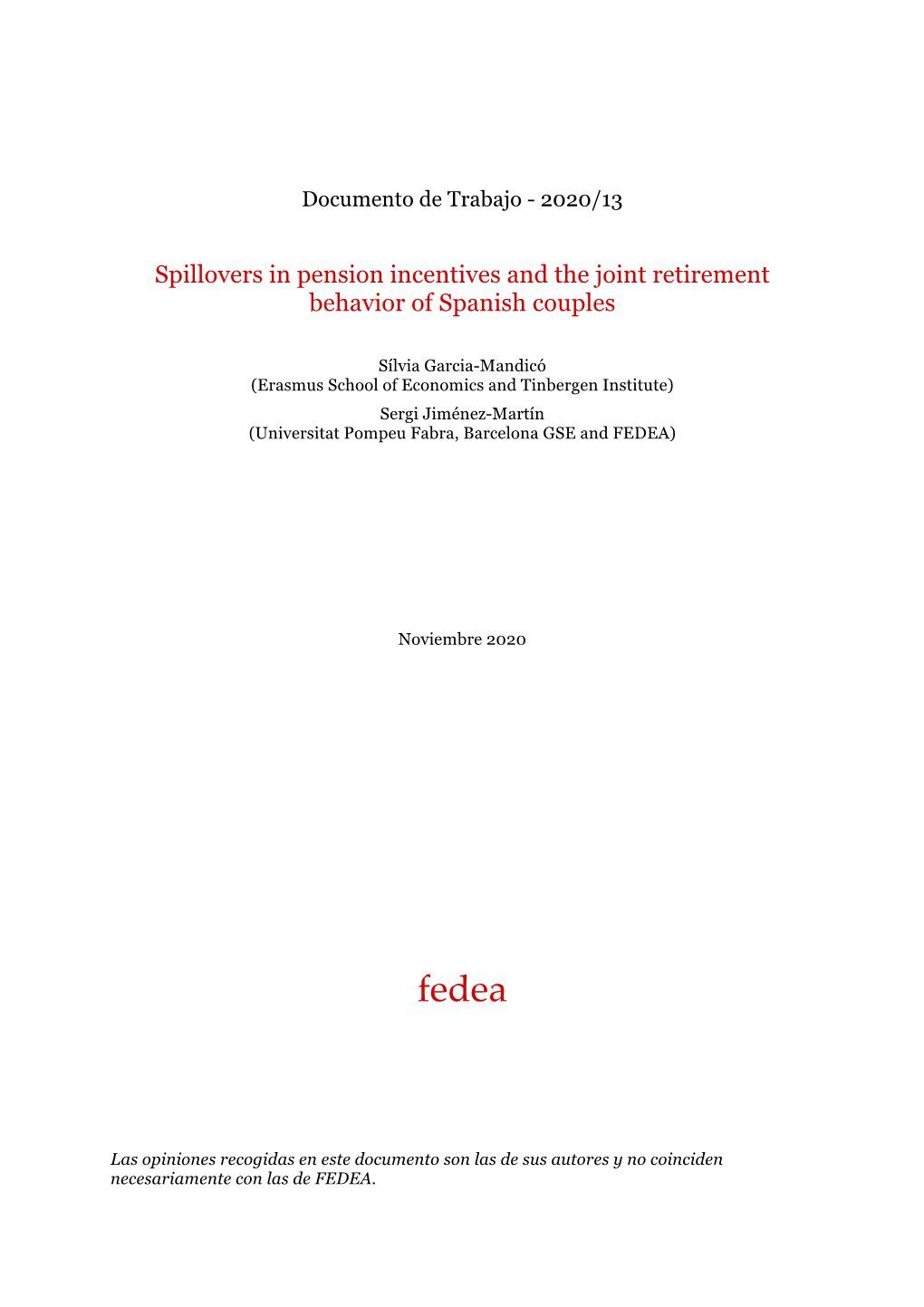 Spillovers in Pension Incentives and the Joint Retirement Behavior of Spanish Couples