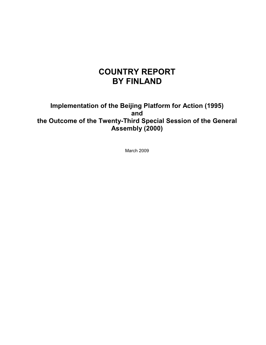 Country Report by Finland
