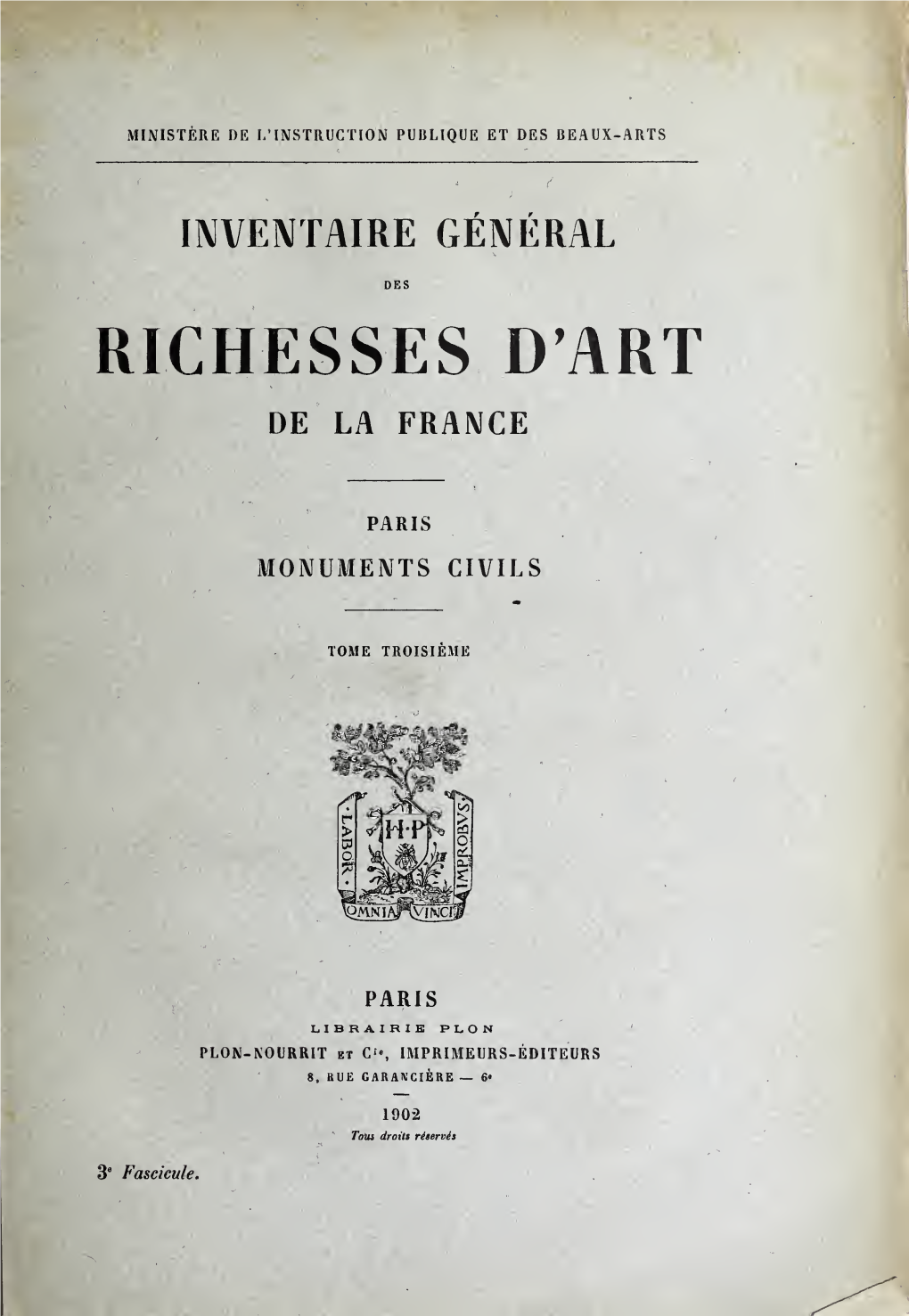 Inventaire Général Des Richesses D'art De La France