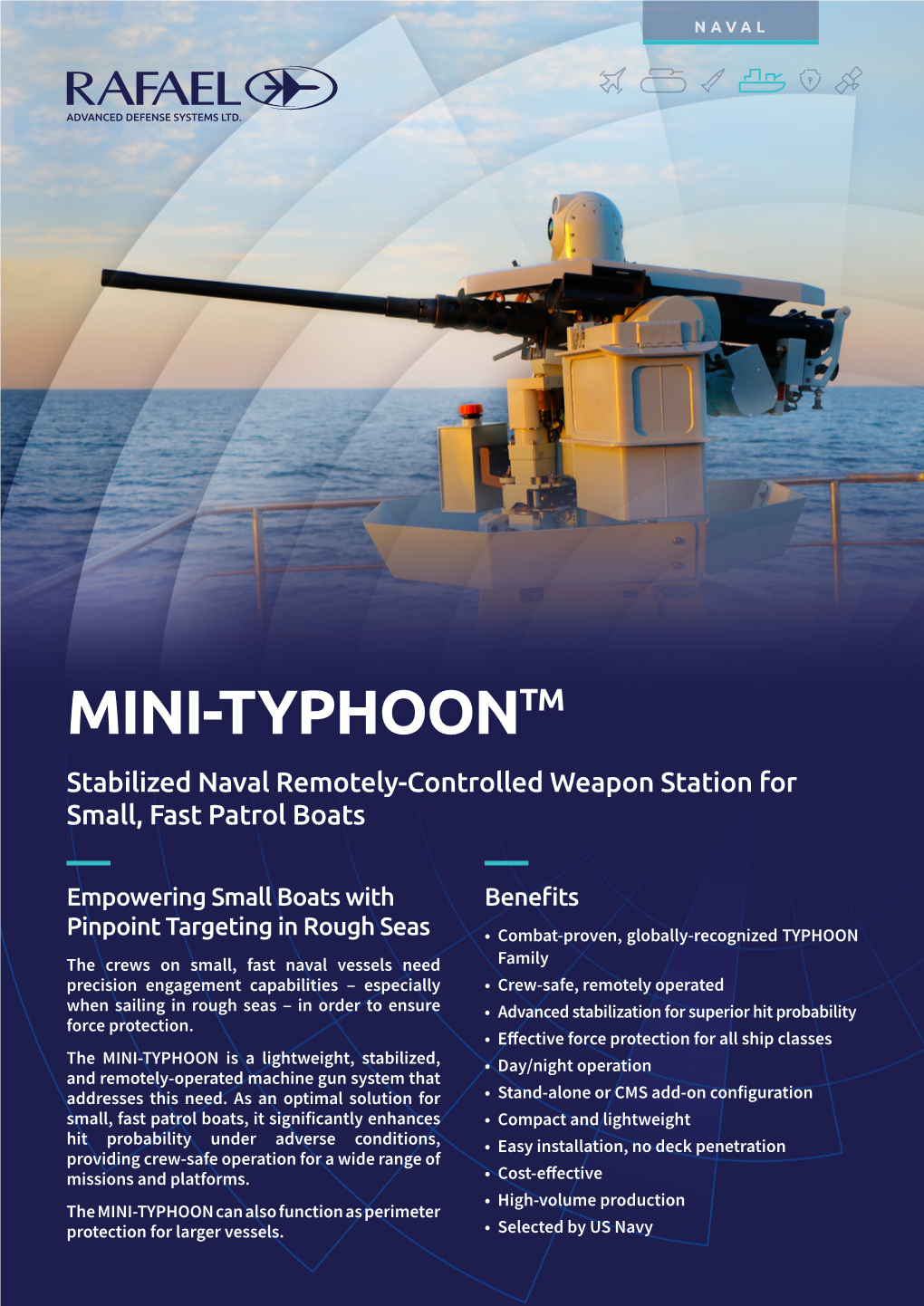 MINI-TYPHOONTM Stabilized Naval Remotely-Controlled Weapon Station for Small, Fast Patrol Boats