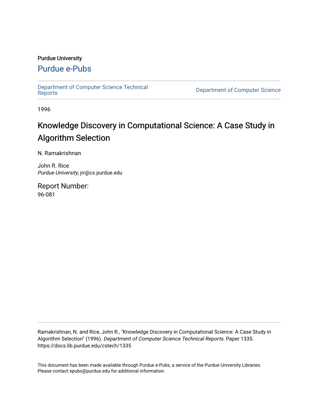 Knowledge Discovery in Computational Science: a Case Study in Algorithm Selection