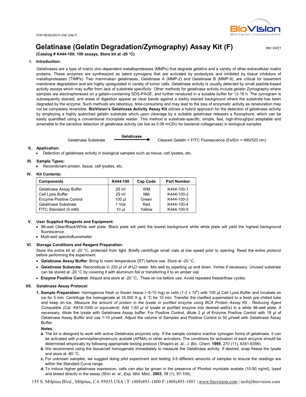 K444 Gelatinase Assay