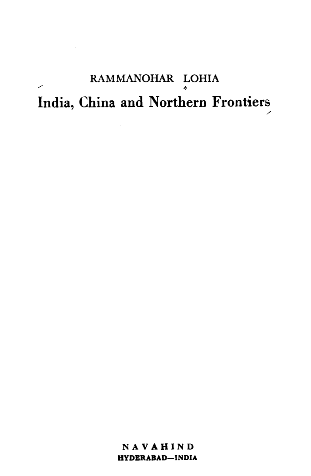 India, China and Northern Frontiers