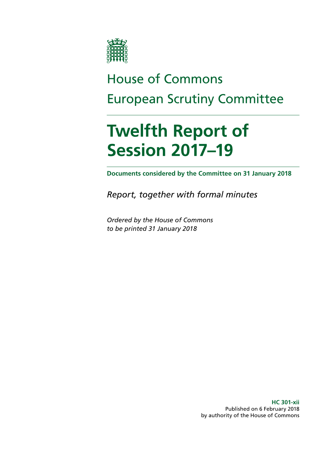 Twelfth Report of Session 2017–19