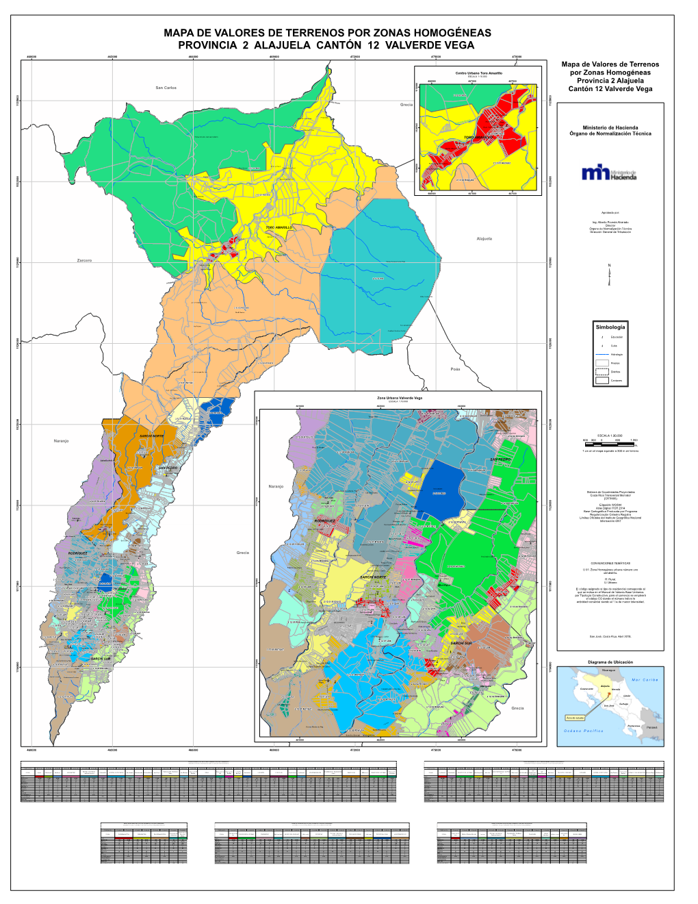 Mapa De Valores De Terrenos Por Zonas Homogéneas Provincia 2 Alajuela Cantón 12 Valverde Vega