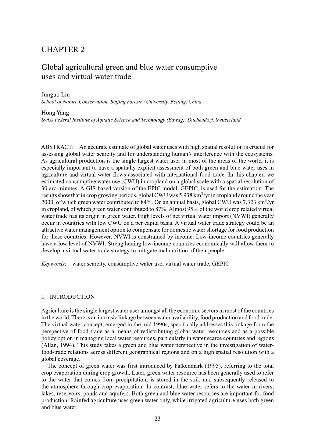 CHAPTER 2 Global Agricultural Green and Blue Water Consumptive Uses