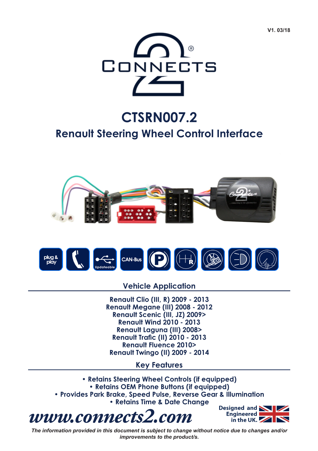 CTSRN007.2 Renault Steering Wheel Control Interface