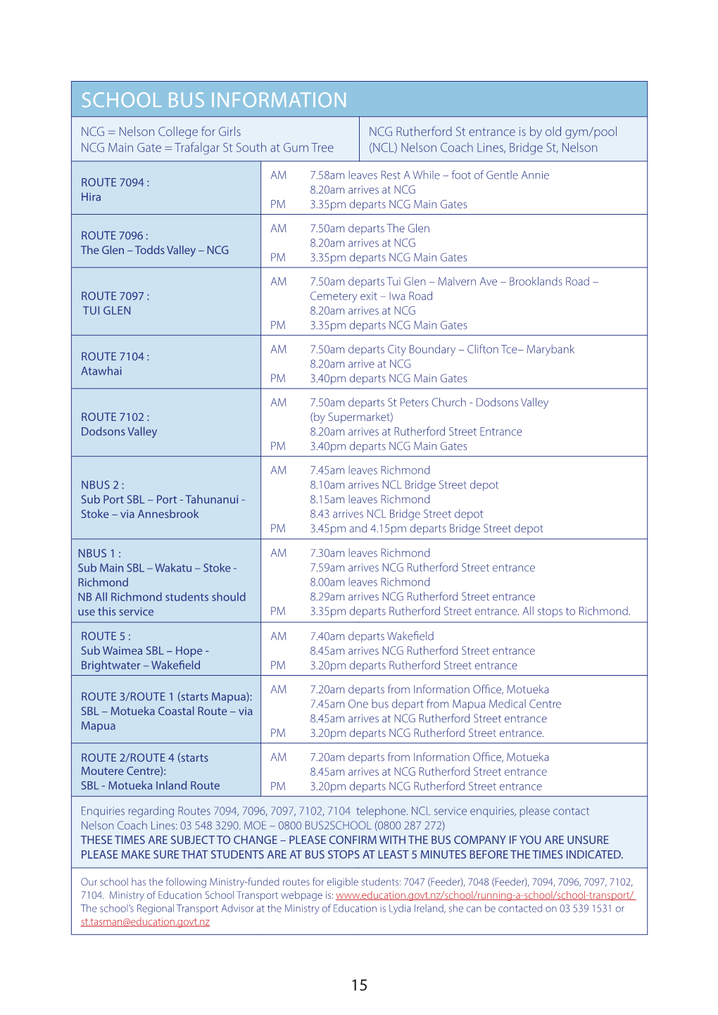 School Bus Information