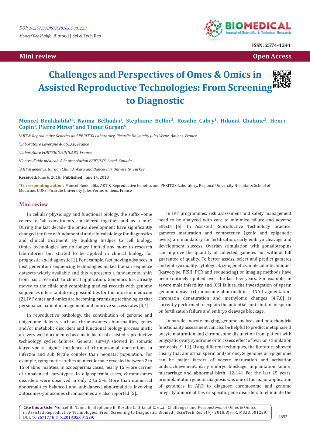 Challenges and Perspectives of Omes & Omics in Assisted Reproductive Technologies: from Screening to Diagnostic