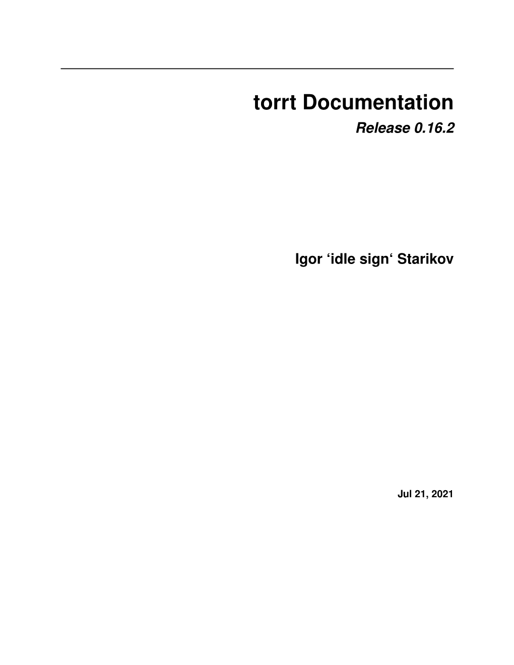 Torrt Documentation Release 0.16.2