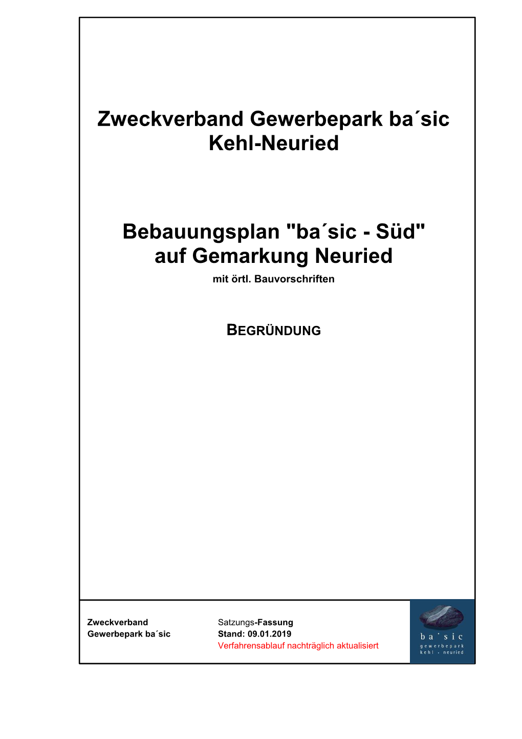 Zweckverband Gewerbepark Ba´Sic Kehl-Neuried Bebauungsplan