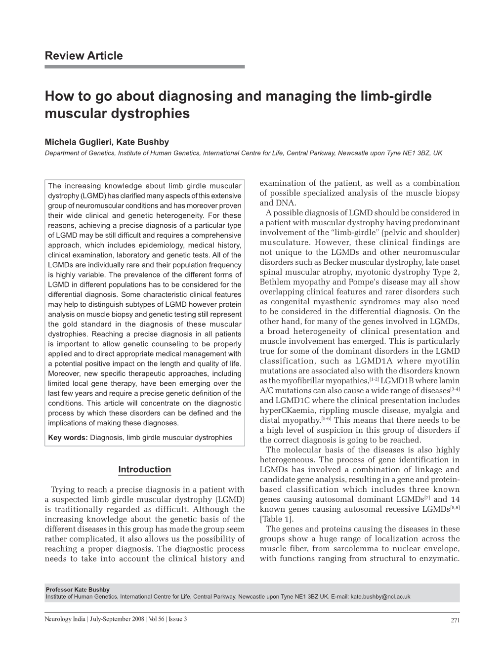 How to Go About Diagnosing and Managing the Limb-Girdle Muscular Dystrophies