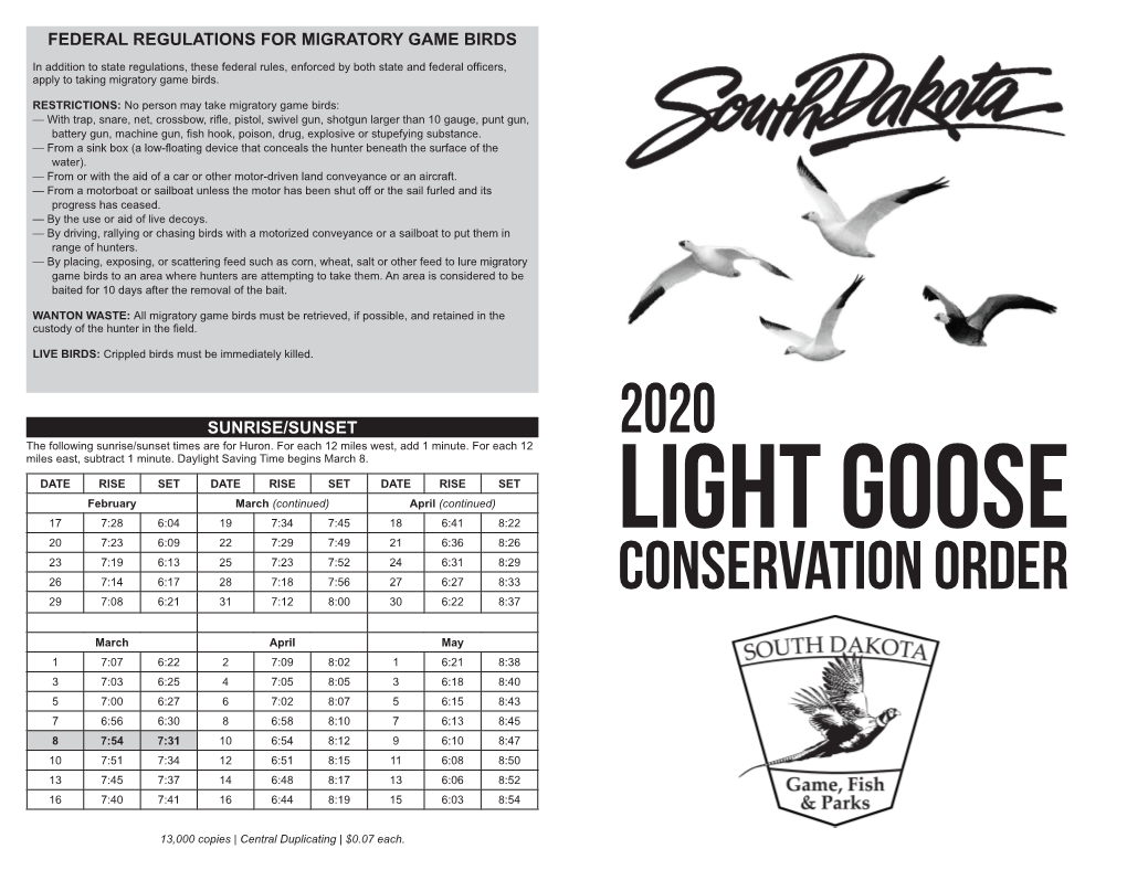 Conservation Order 29 7:08 6:21 31 7:12 8:00 30 6:22 8:37