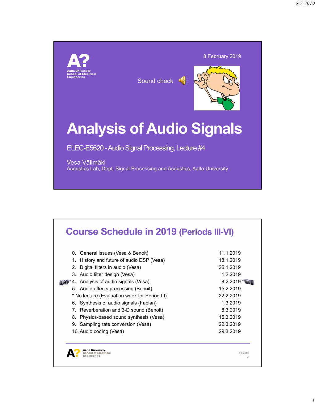 Analysis of Audio Signals