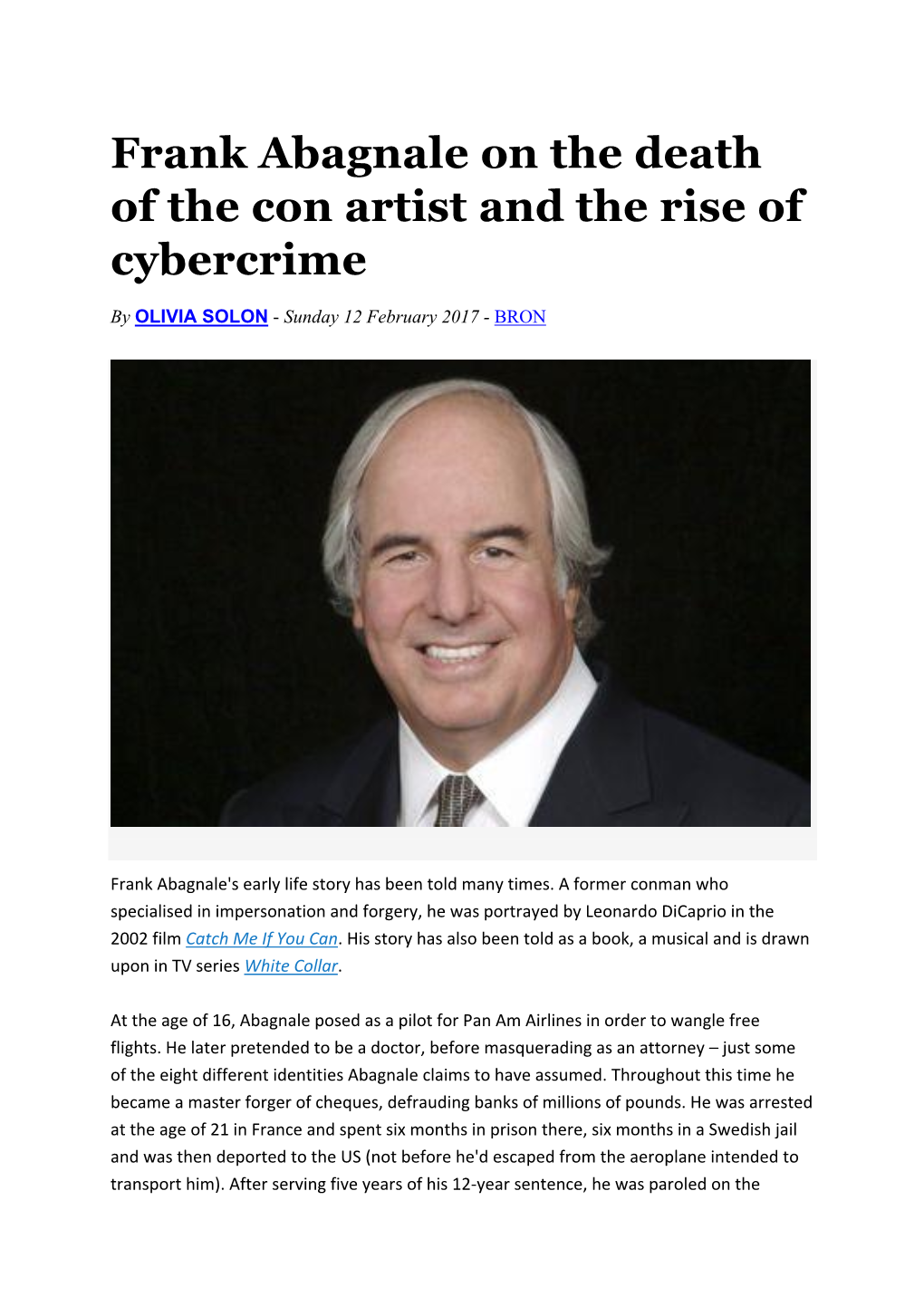 Frank Abagnale on the Death of the Con Artist and the Rise of Cybercrime