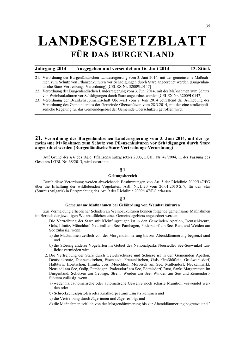 Landesgesetzblatt Für Das Burgenland