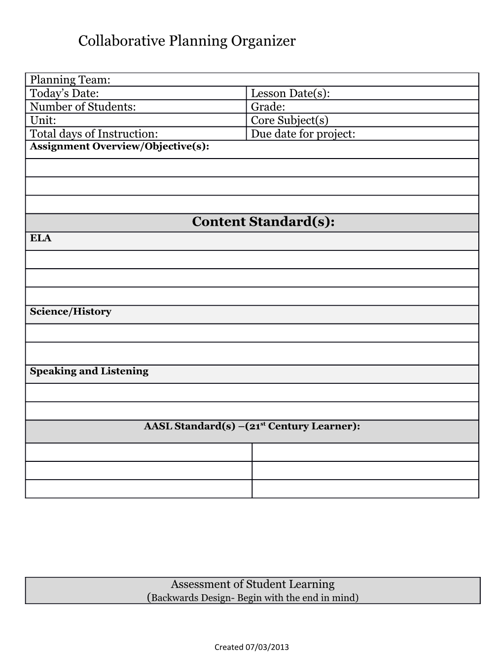 Collaborative Planning Organizer