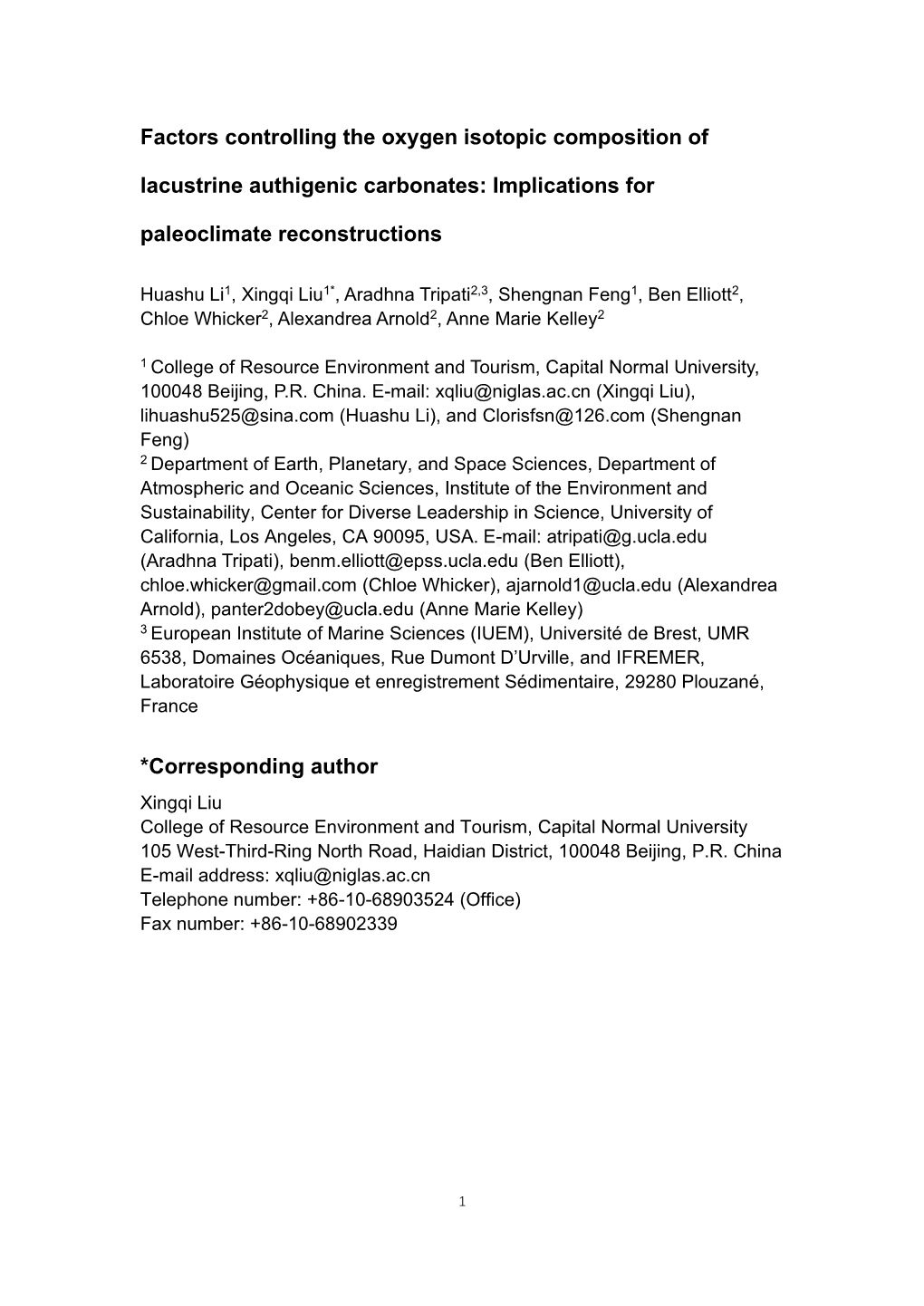 Factors Controlling the Oxygen Isotopic Composition of Lacustrine Authigenic Carbonates: Implications for Paleoclimate Reconstructions