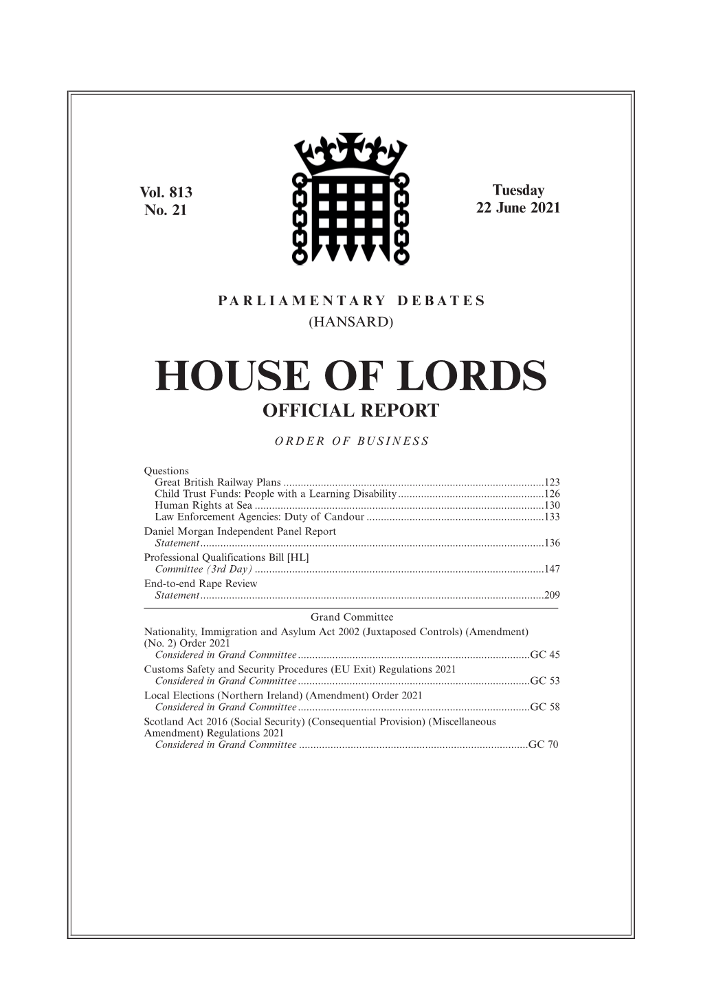 House of Lords Official Report